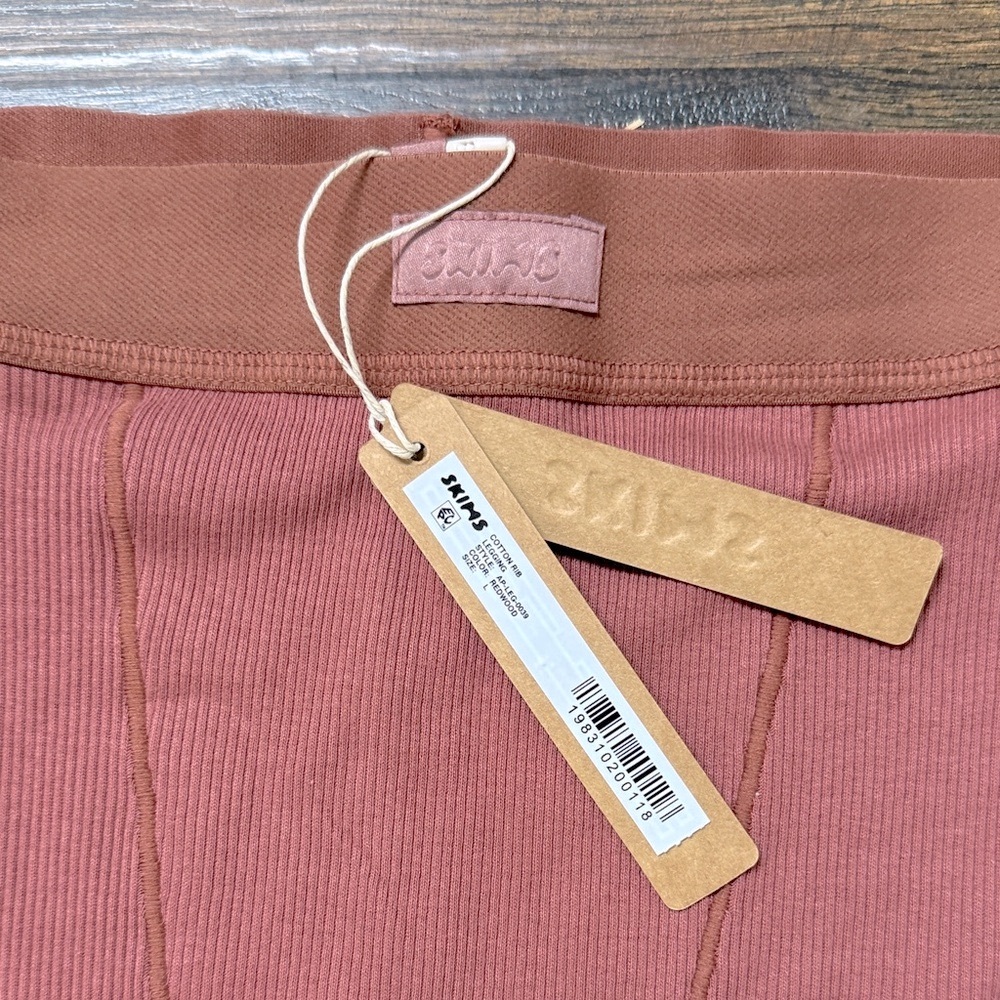 SKIMS Cotton Rib Leggings size Large Redwood color - Picture 4 of 6